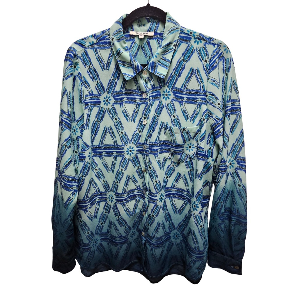 Daniel Rainn Blue Ombre Geometric Starburst Button Down Shirt Womens Large‎